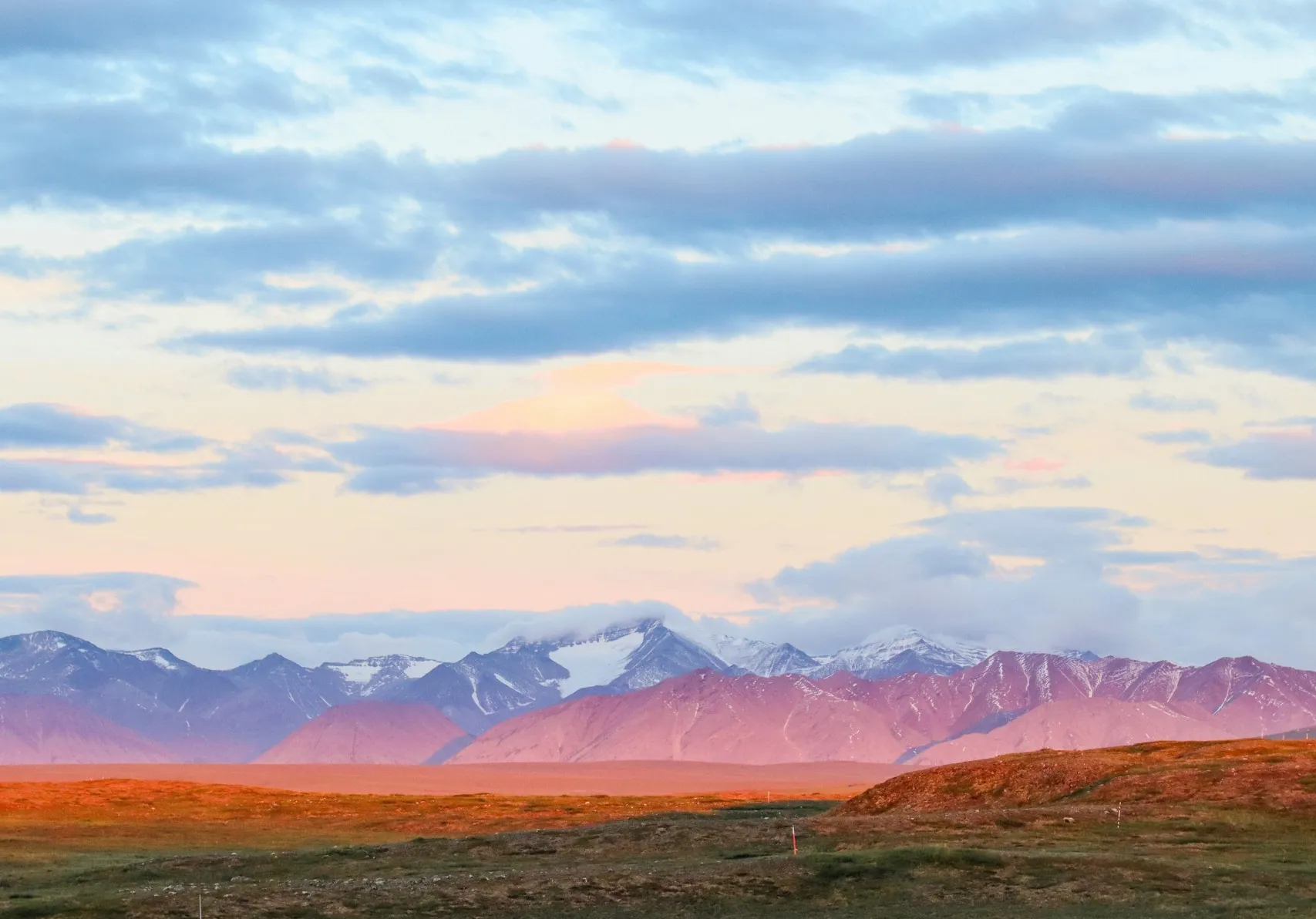 View of the north side of the Central Brooks Range from camp - Toolik Field Station. Credit: Lindsay Vanfossen