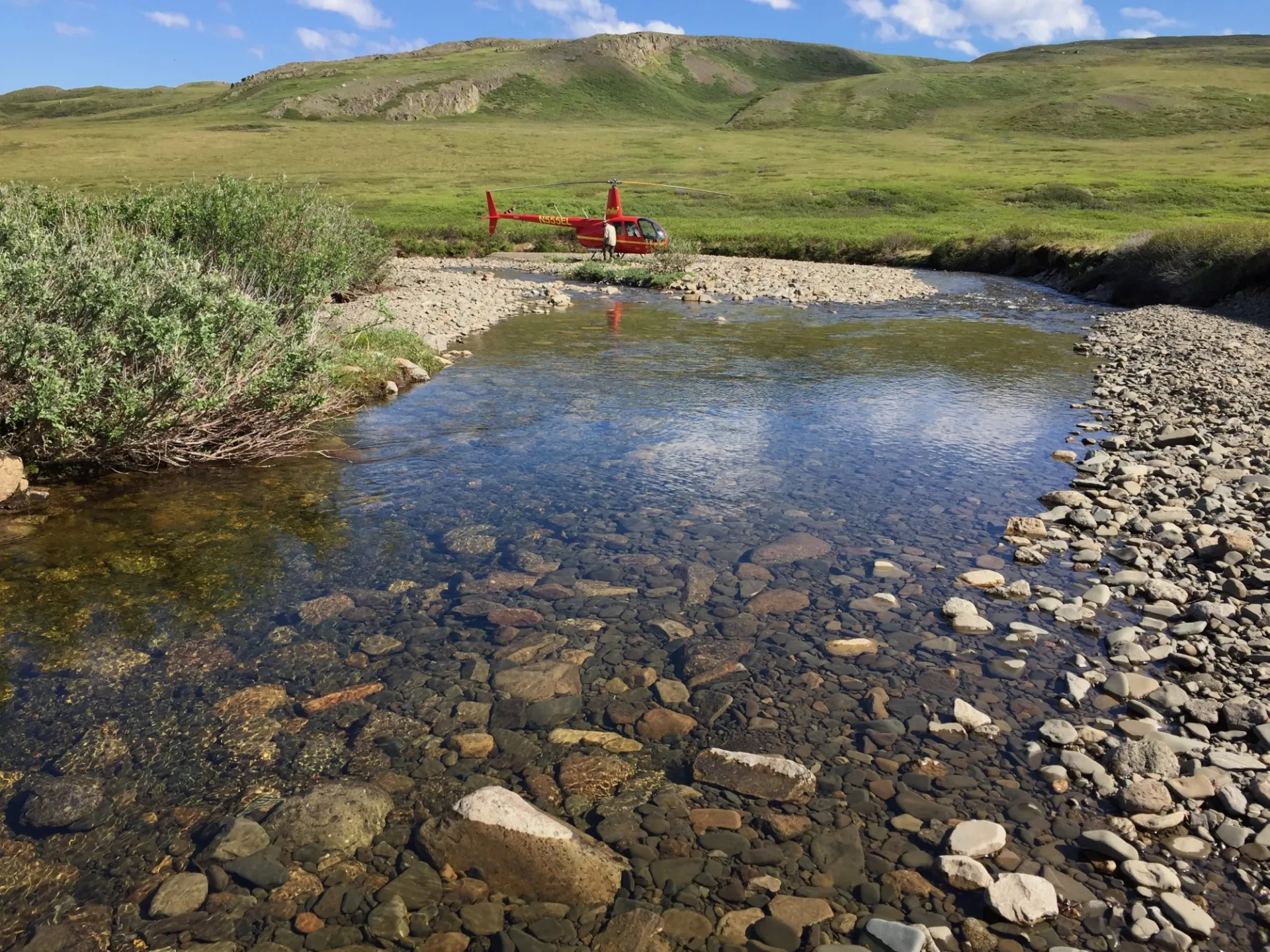 Streams LTER Research Assistant Frances Iannucci recording dissolved oxygen in a watershed associated with the Arctic LTER. Credit: Arial Shogren