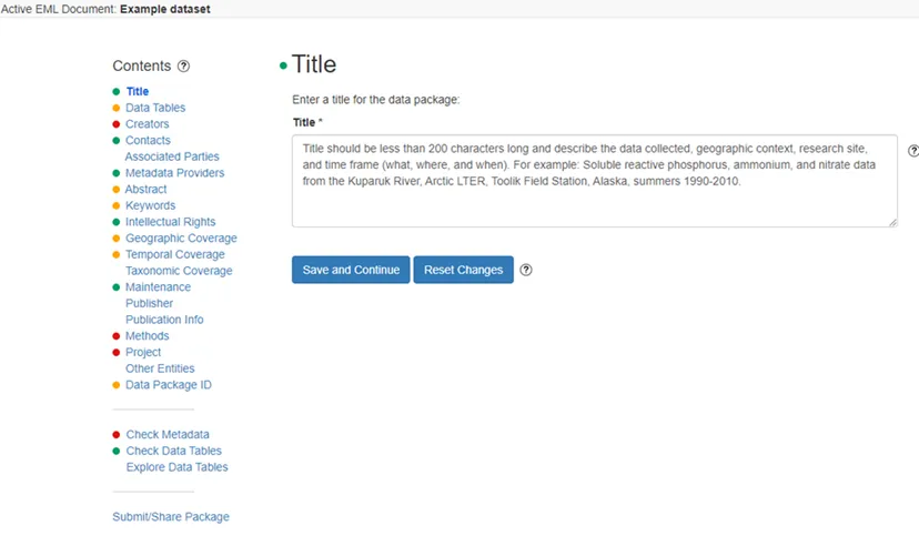 3. EML document sections - Title