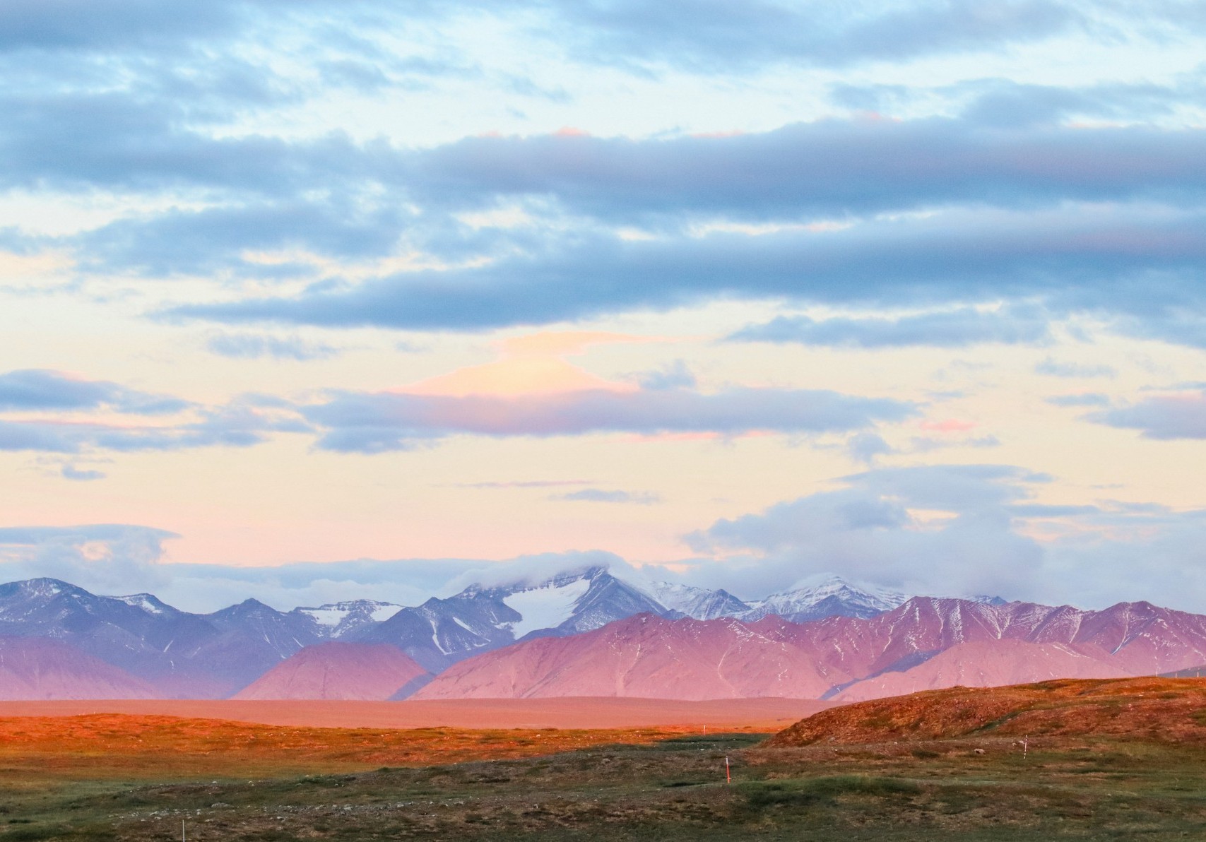 View of the north side of the Central Brooks Range from camp - Toolik Field Station. Credit: Lindsay Vanfossen