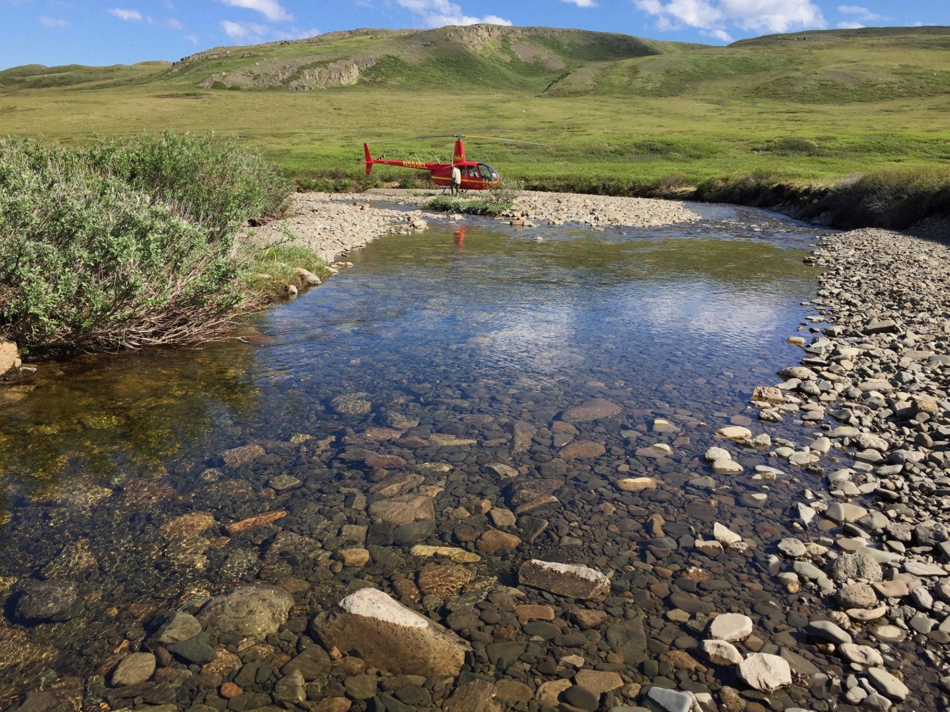 Streams LTER Research Assistant Frances Iannucci recording dissolved oxygen in a watershed associated with the Arctic LTER. Credit: Arial Shogren
